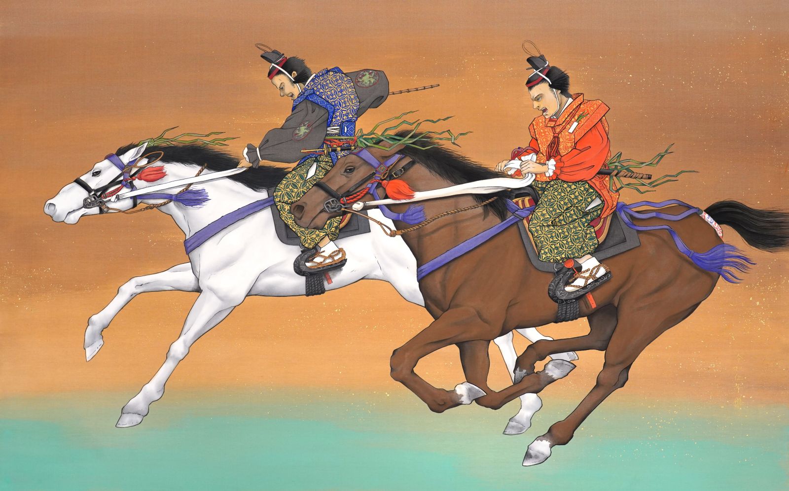 久隅守景、賀茂競馬・茶摘、超希少・大判画集画、新品高級額装付 京都芸術大学 ギャルリ・オーブにて「賀茂別雷神社（上賀茂神社）賀茂